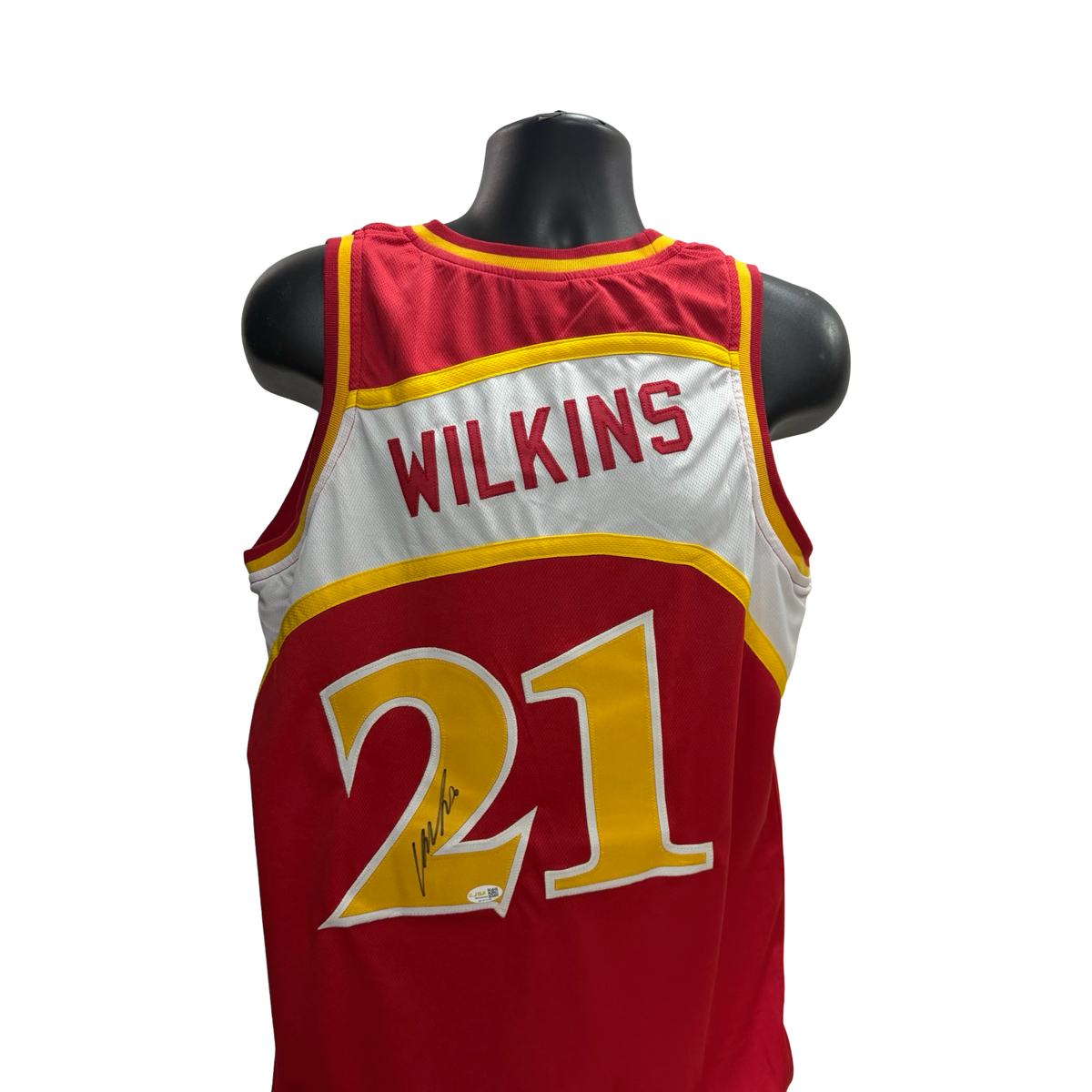 Dominique Wilkins Autographed Atlanta Hawks Red Jersey JSA product image 1, provided for visual reference and product detail