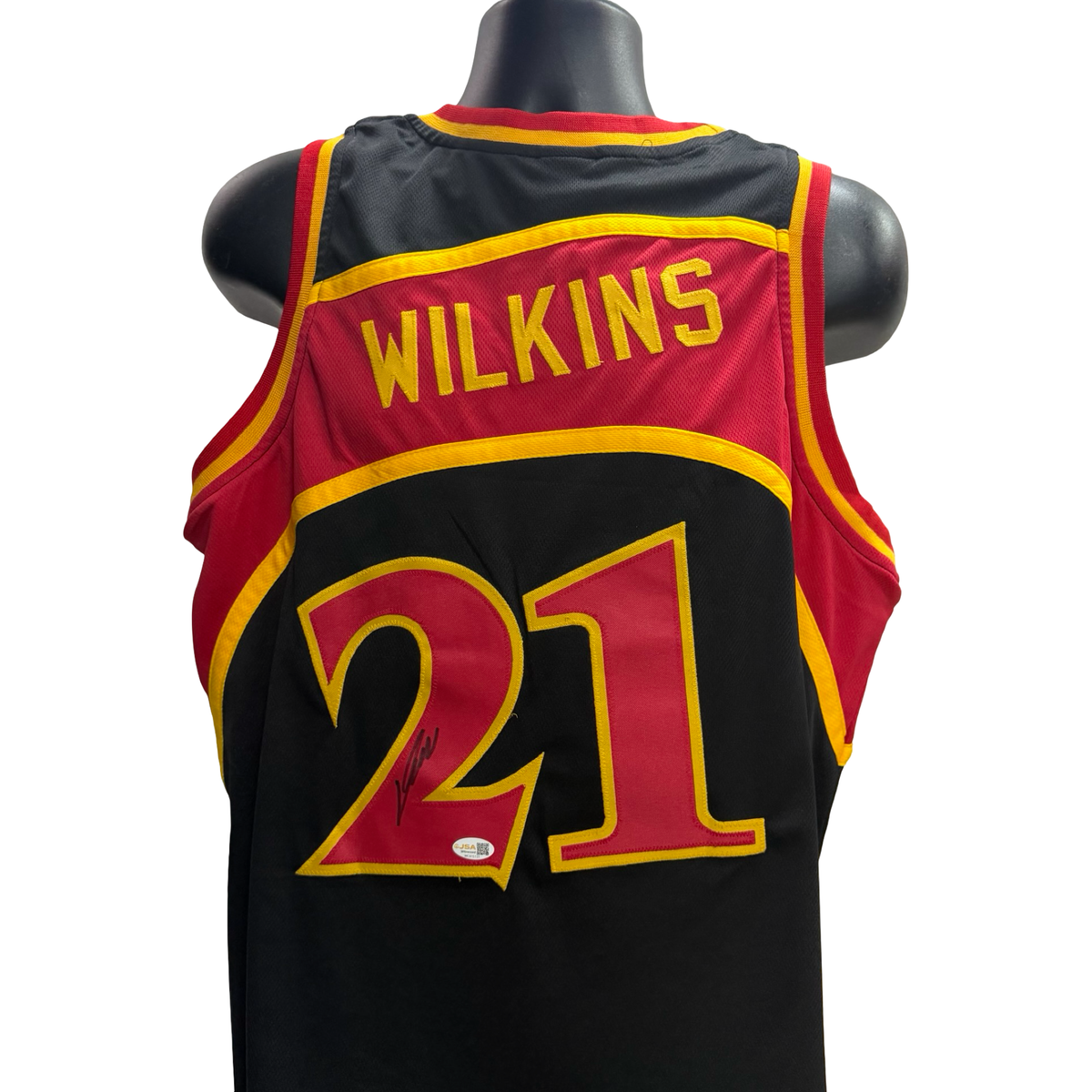 Dominique Wilkins Autographed Atlanta Hawks Black Jersey JSA product image 1, provided for visual reference and product