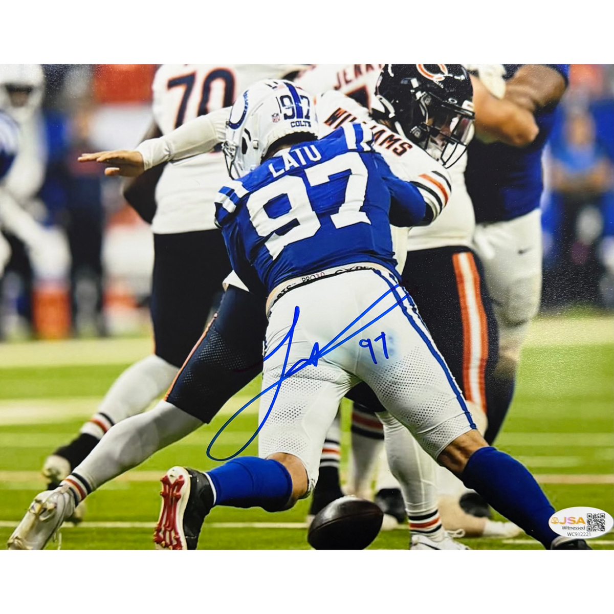 Laiatu Latu Signed Indianapolis Colts Sack On Williams 8x10 Photo Autographed NFL JSA COA product image 1, provided for