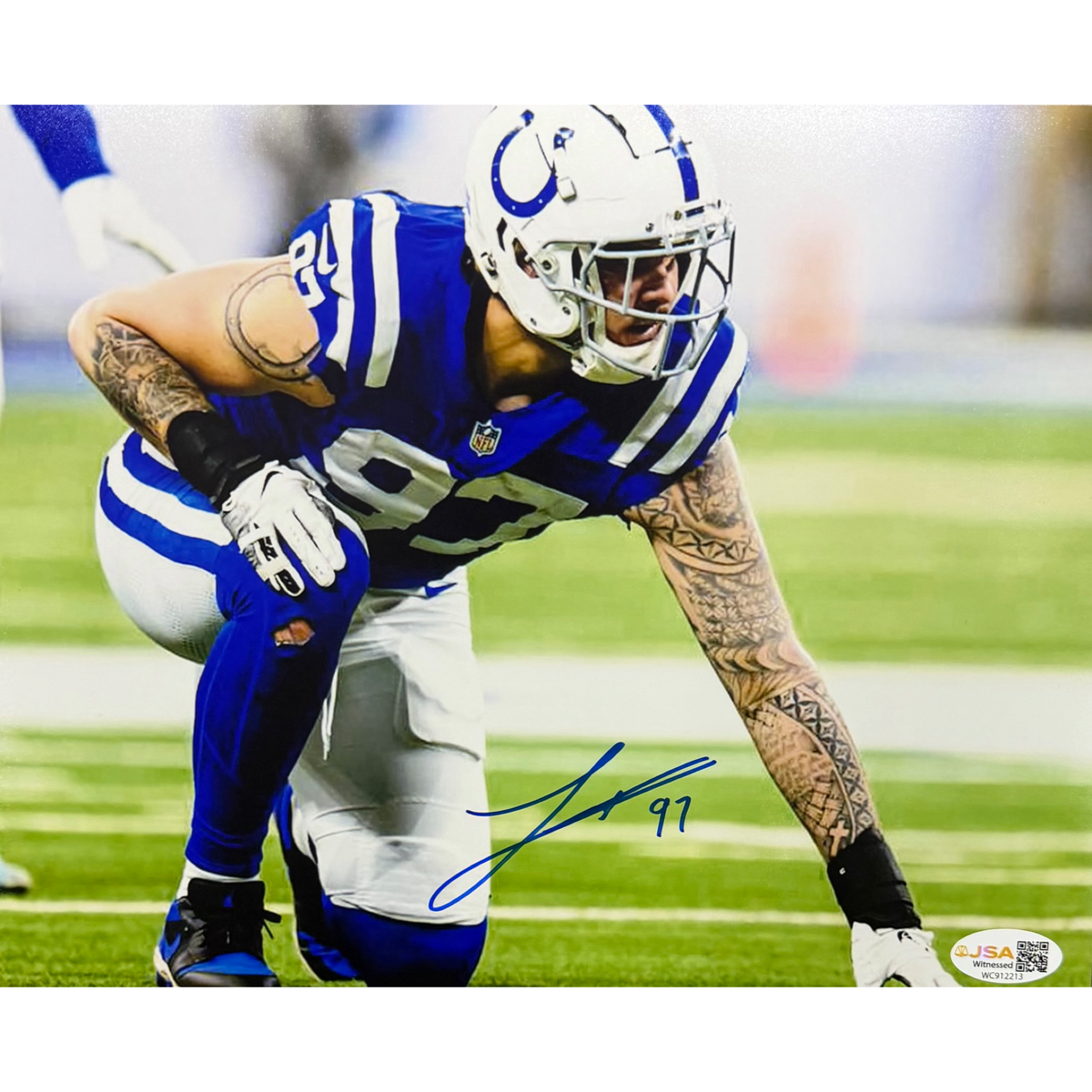 Laiatu Latu Signed Indianapolis Colts Lined Up 8x10 Photo Autographed NFL JSA COA product image 1, provided for visual