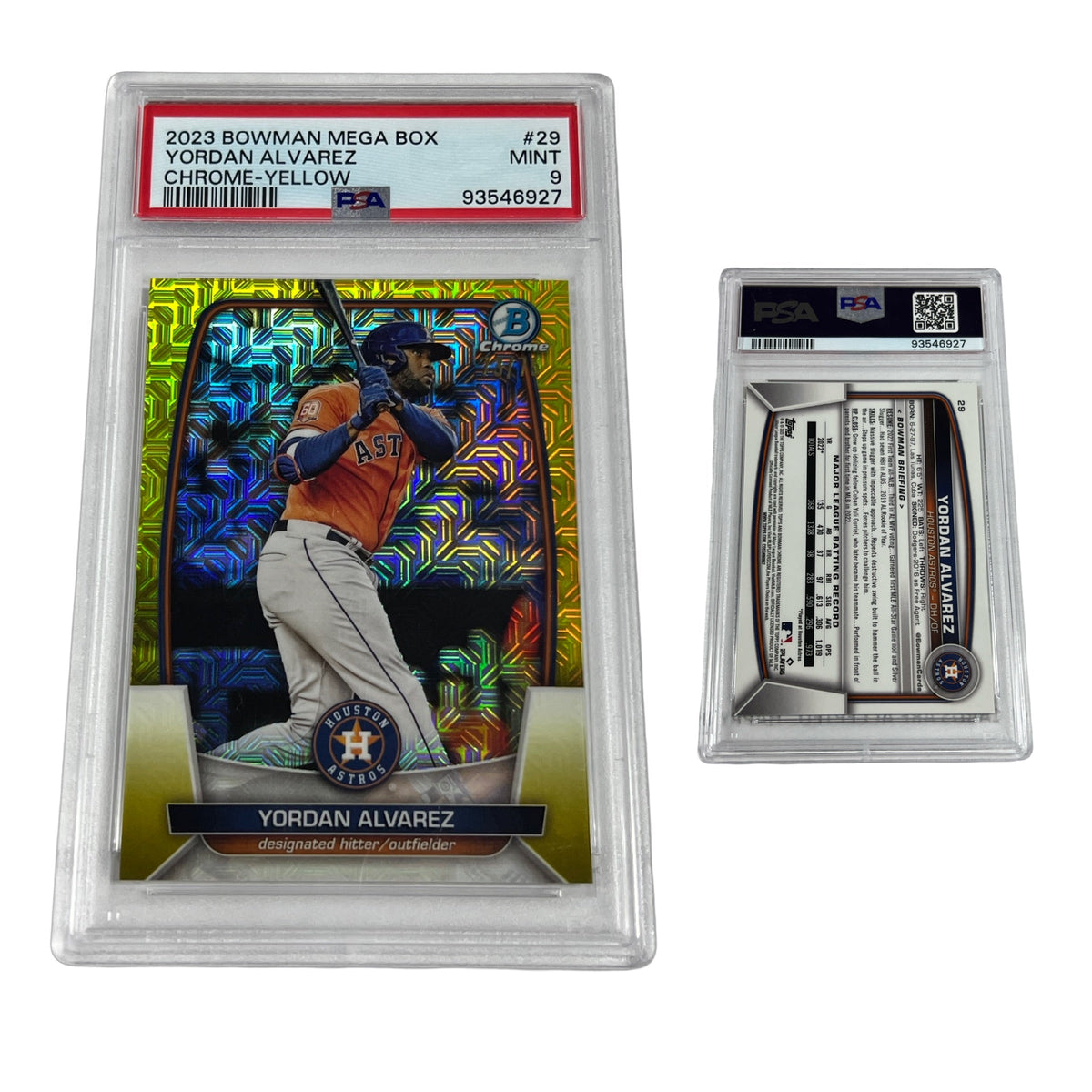 YORDAN ALVAREZ 2023 Bowman Chrome Mojo Refractor #/75 Astros PSA 9 product image 1, provided for visual reference and