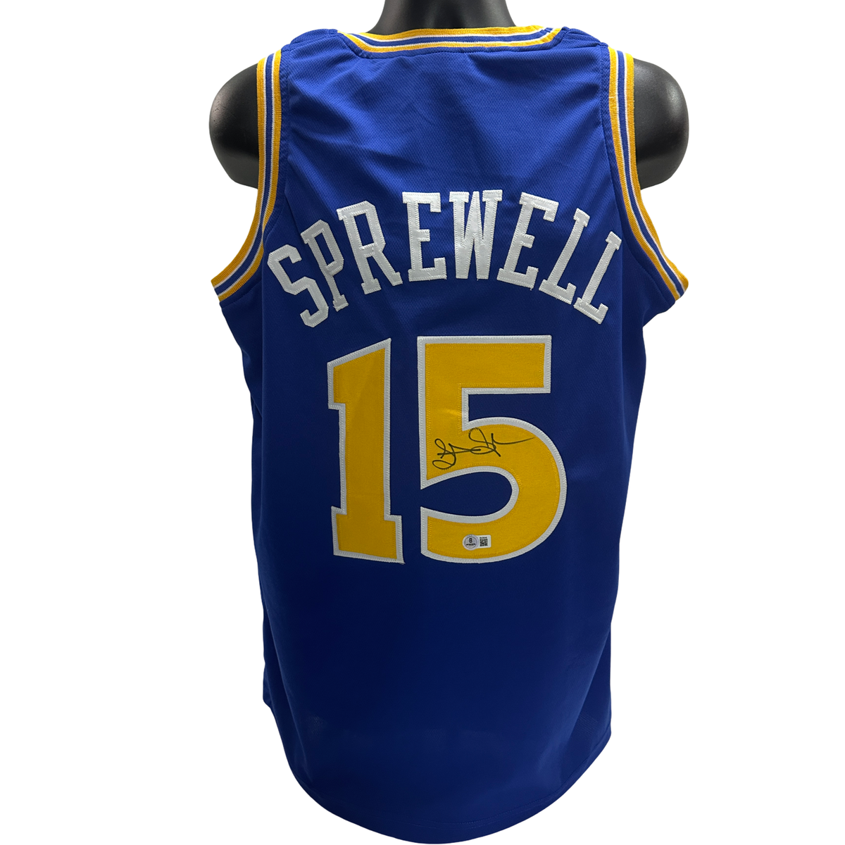Latrell Sprewell Autographed Golden State Warriors Blue Jersey Beckett product image 1, provided for visual reference and