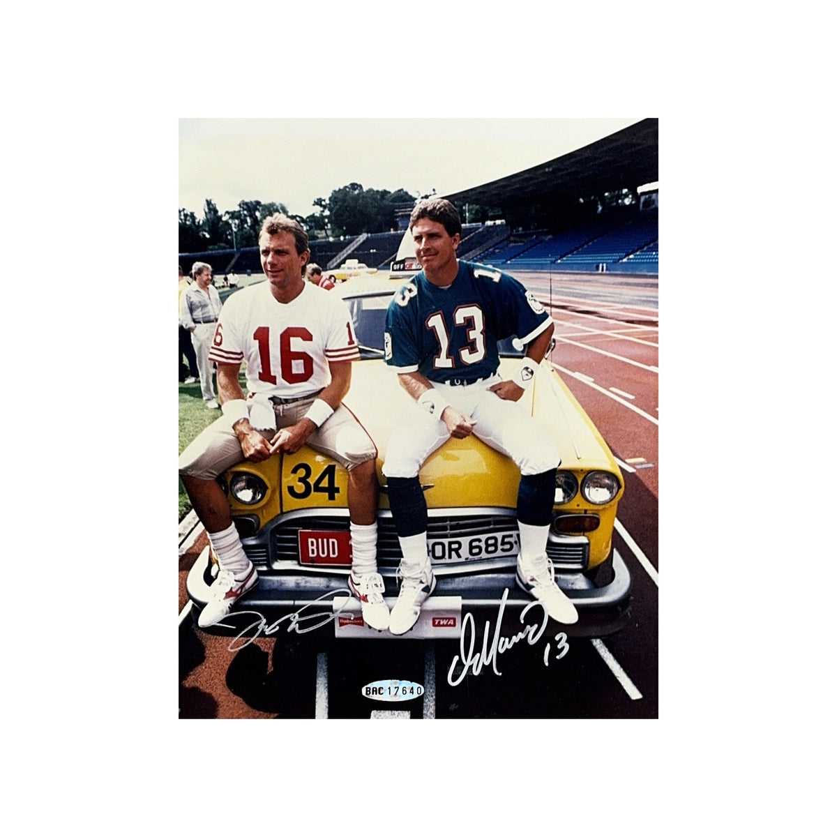 Joe Montana & Dan Marino Autographed 8x10 Upper Deck product image 1, provided for visual reference and product detail review