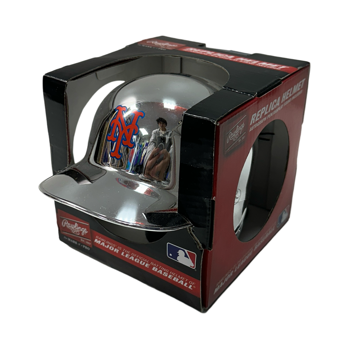 Rawlings New York Mets Replica Chrome Mini Helmet Unsigned MLB product image 1, provided for visual reference and product