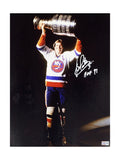 Denis Potvin Autographed New York Islanders 11x14 Hoisting Trophy "HOF 91" Inscription Steiner CX product image 1, provided