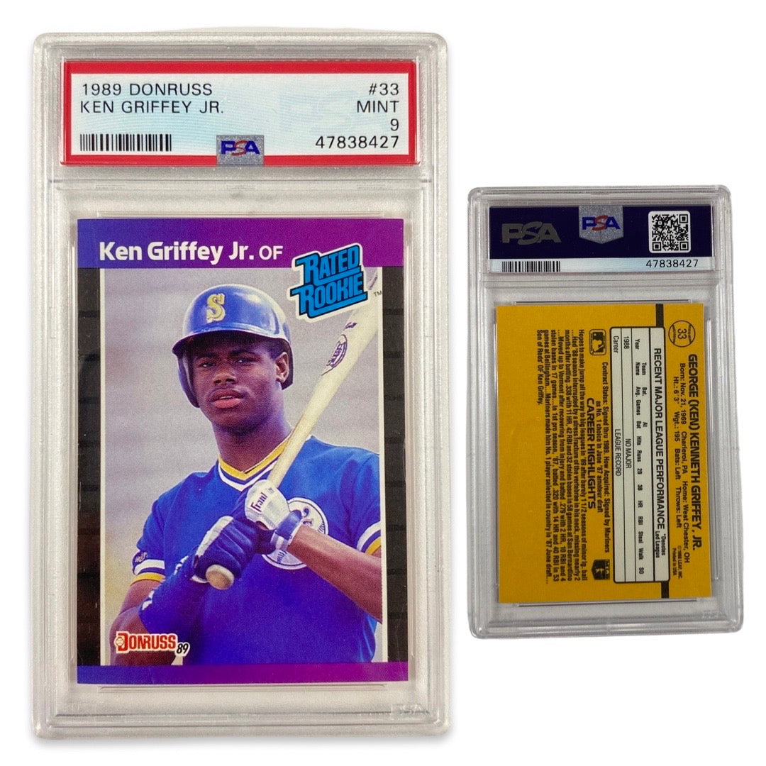 1989 Ken Griffey Jr. Donruss Rated Rookie #33 PSA MINT 9 product image 1, provided for visual reference and product detail