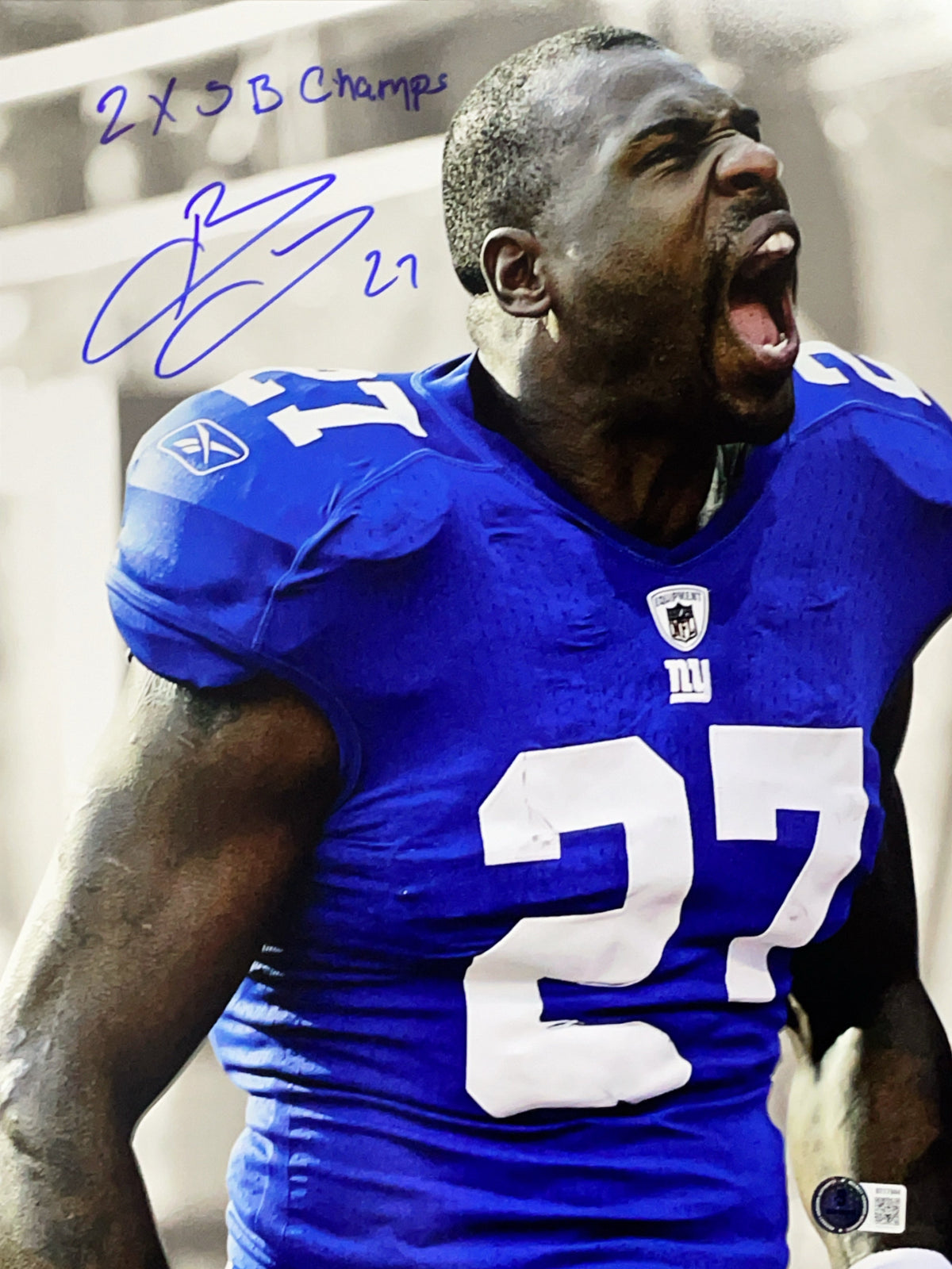 Brandon Jacobs Autographed New York Giants Inscribed "2x SB Champs" Scream 11x14 Photo Beckett BAS product image 1, provided