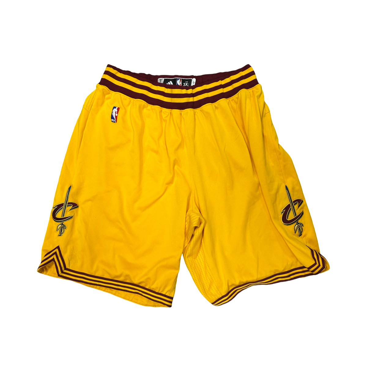J.R. Smith Game Used NBA Cleveland Cavaliers Yellow Basketball Shorts product image 1, provided for visual reference and