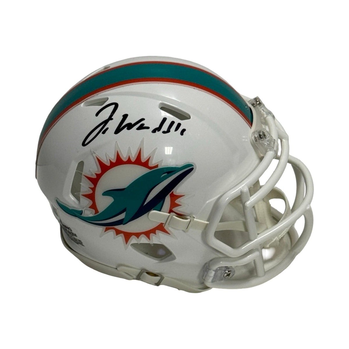 Jalen Waddle Autographed Miami Dolphins Mini Helmet Fanatics product image 1, provided for visual reference and product