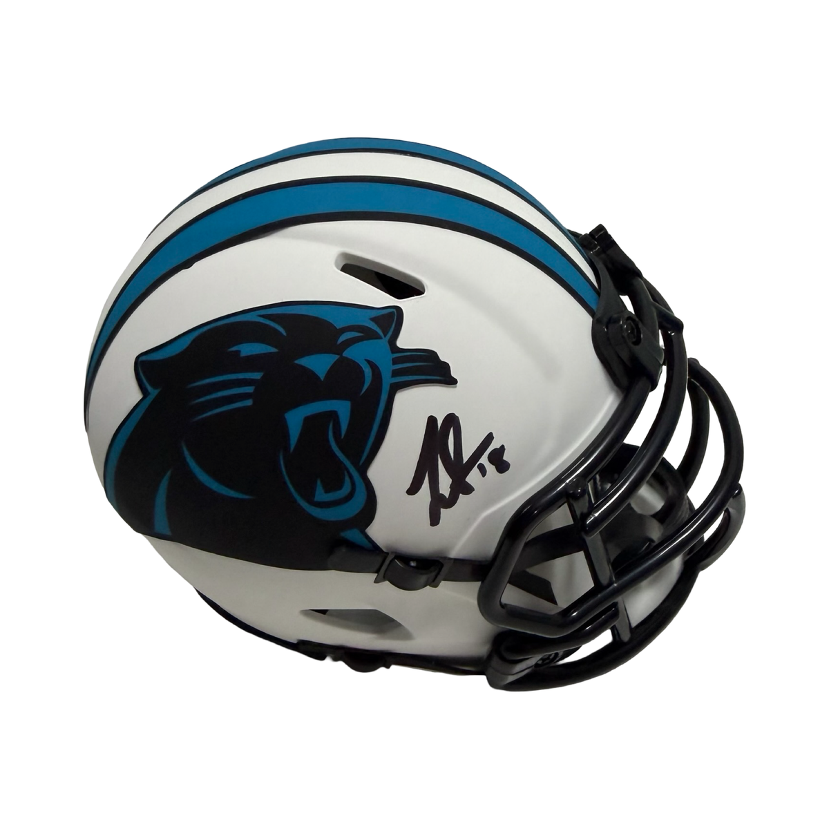 Jalen Coker Autographed Carolina Panthers Lunar Eclipse Mini Helmet Beckett product image 1, provided for visual reference