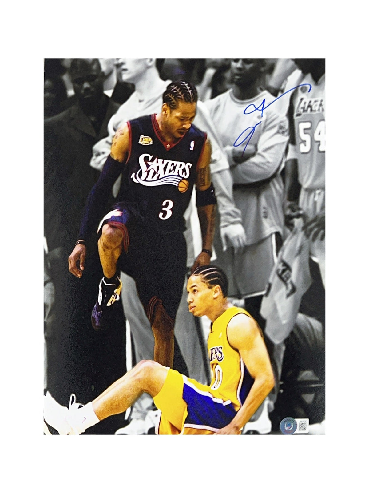 Allen Iverson Autographed Philadelphia 76ers Stepover Ty Lue 11x14 Beckett product image 1, provided for visual reference