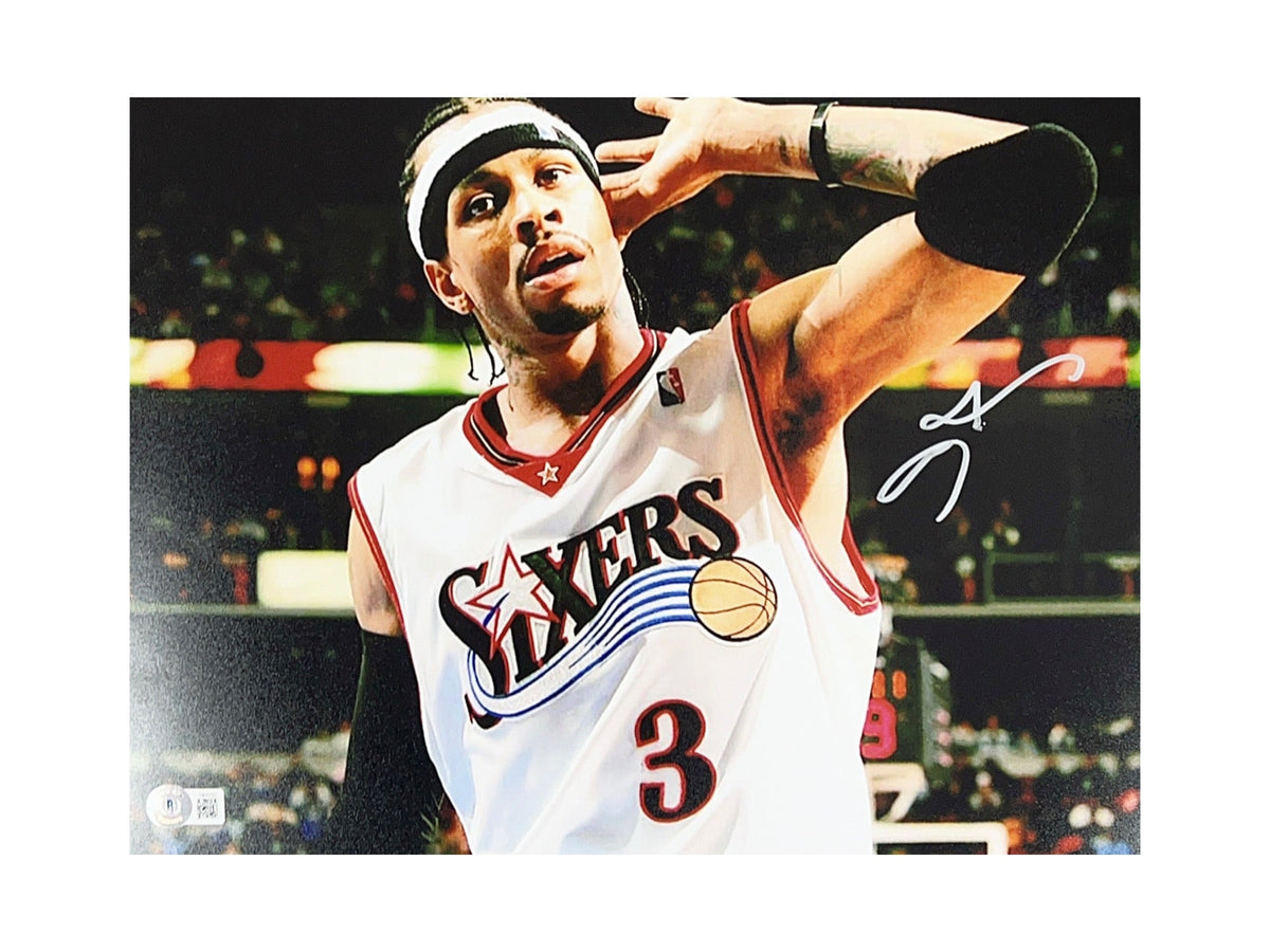 Allen Iverson Autographed Philadelphia 76ers Hand On Ear 11x14 Beckett product image 1, provided for visual reference and