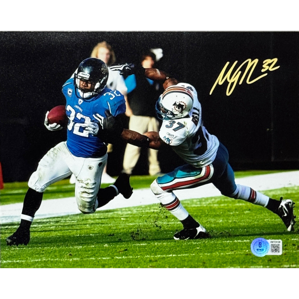 Maurice Jones-Drew Carolina Panthers Blue Jersey Running 8x10 Beckett BAS product image 1, provided for visual reference and