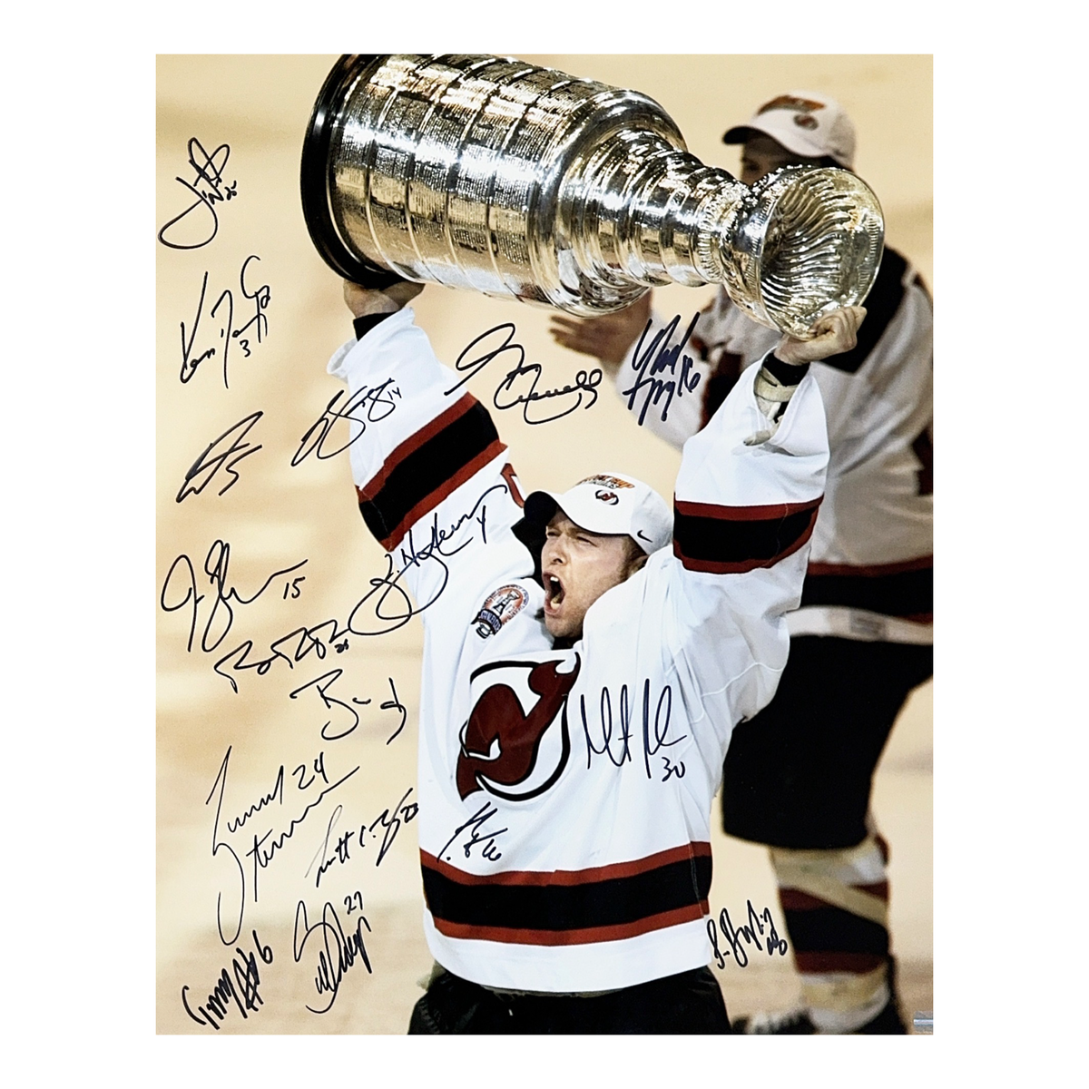 2003 Stanley Cup New Jersey Devils Autographed Team Signed Trophy 16x20 17 Total Sigs Steiner CX product image 1, provided