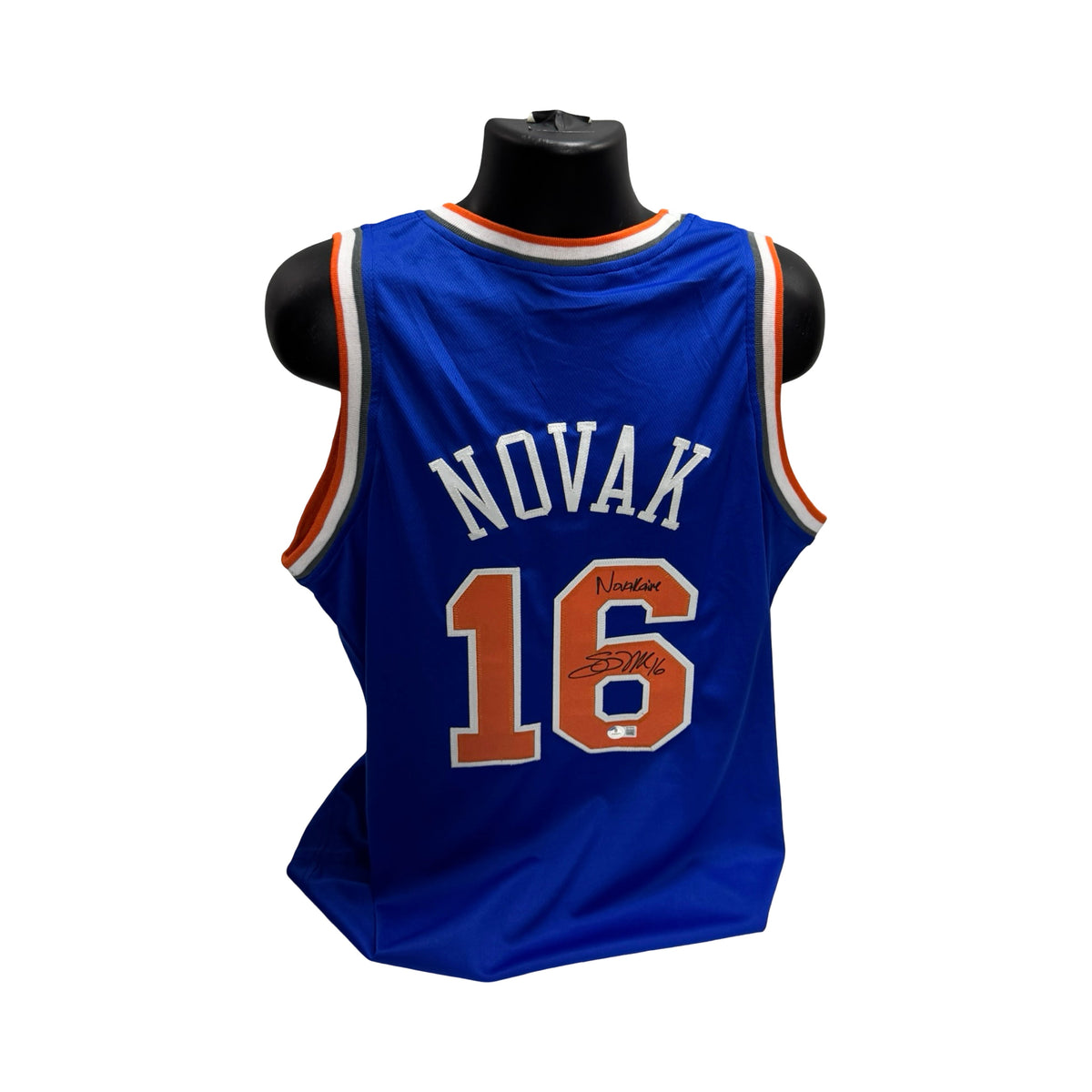 Steve Novak Autographed New York Knicks Blue Jersey Inscribed Novakaine Beckett BAS product image 1, provided for visual