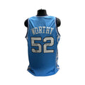 James Worthy Autographed & Inscribed North Carolina Light Blue and Navy Jersey BAS product image 1, provided for visual