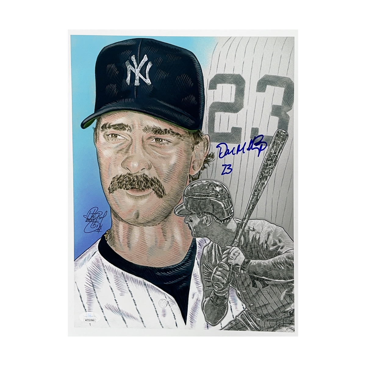 Don Mattingly Autographed New York Yankees Maz Adams Art Print 11x14 JSA - Unframed product image 1, provided for visual