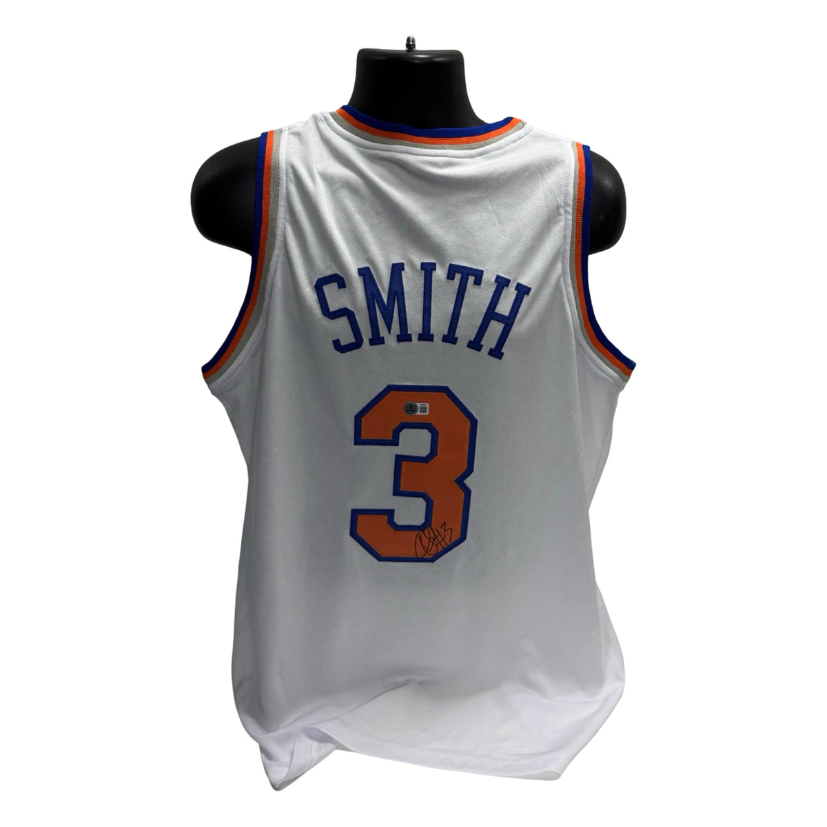 Chris Smith Autographed New York Knicks White #3 Jersey Beckett product image 1, provided for visual reference and product