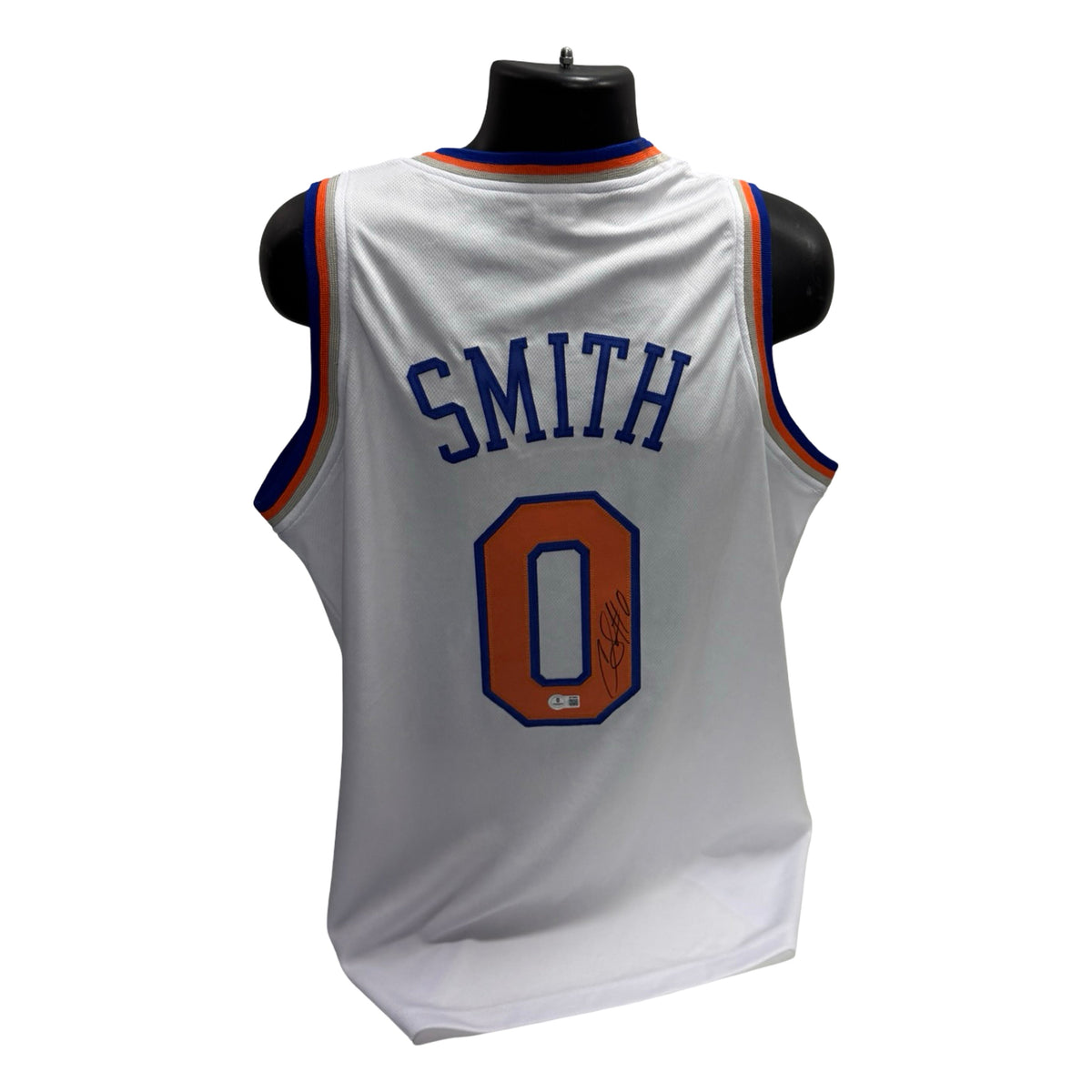Chris Smith Autographed New York Knicks White #0 Jersey Beckett product image 1, provided for visual reference and product