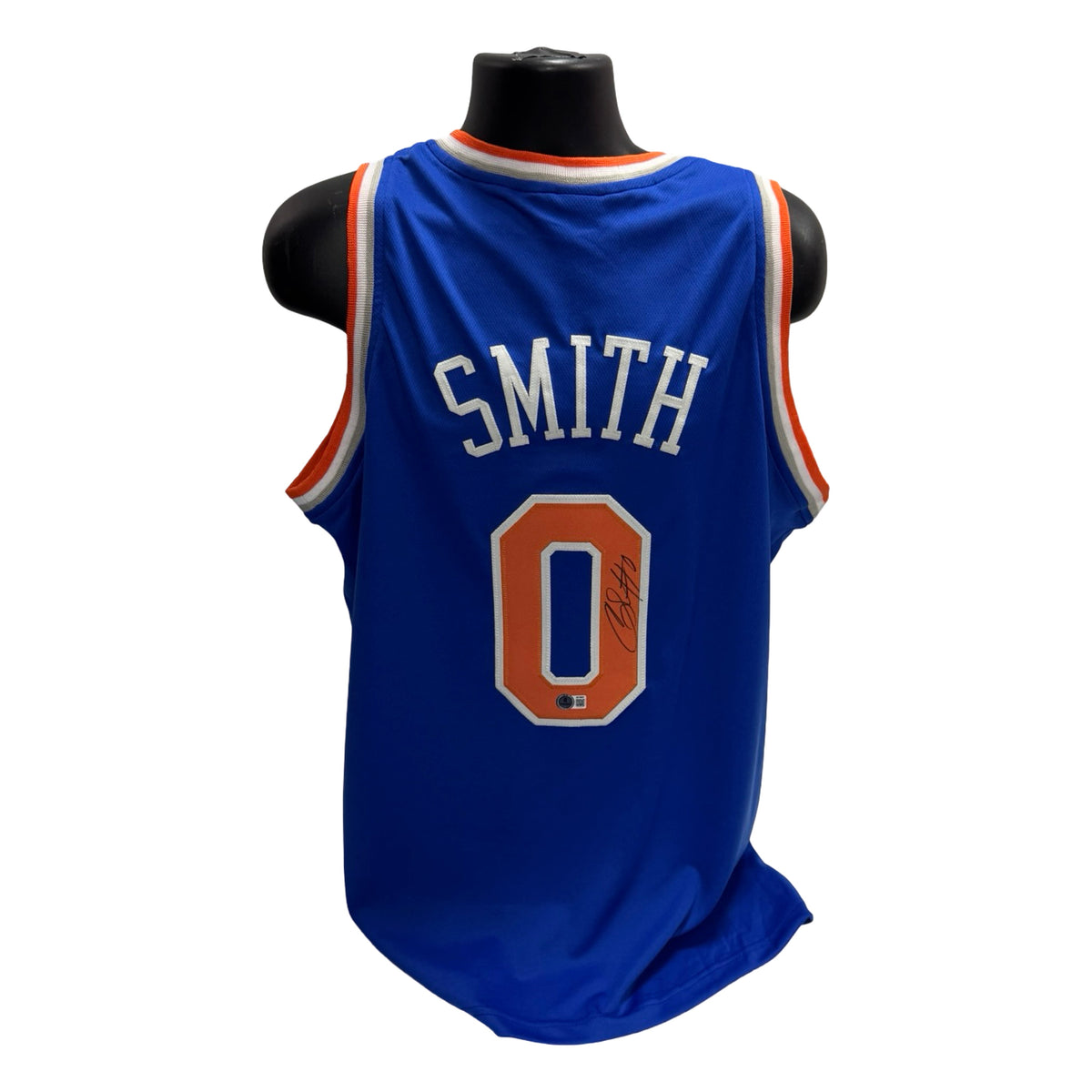 Chris Smith Autographed New York Knicks Blue #0 Jersey Beckett product image 1, provided for visual reference and product