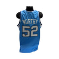 James Worthy Autographed North Carolina Light Blue and Navy Jersey BAS product image 1, provided for visual reference and