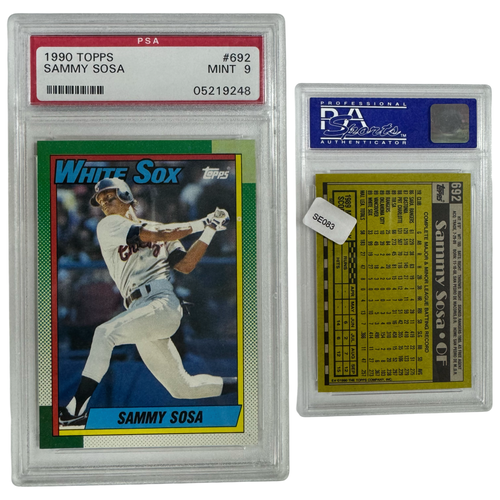 1990 Sammy Sosa Topps #692 PSA MINT 9 product image 1, provided for visual reference and product detail review