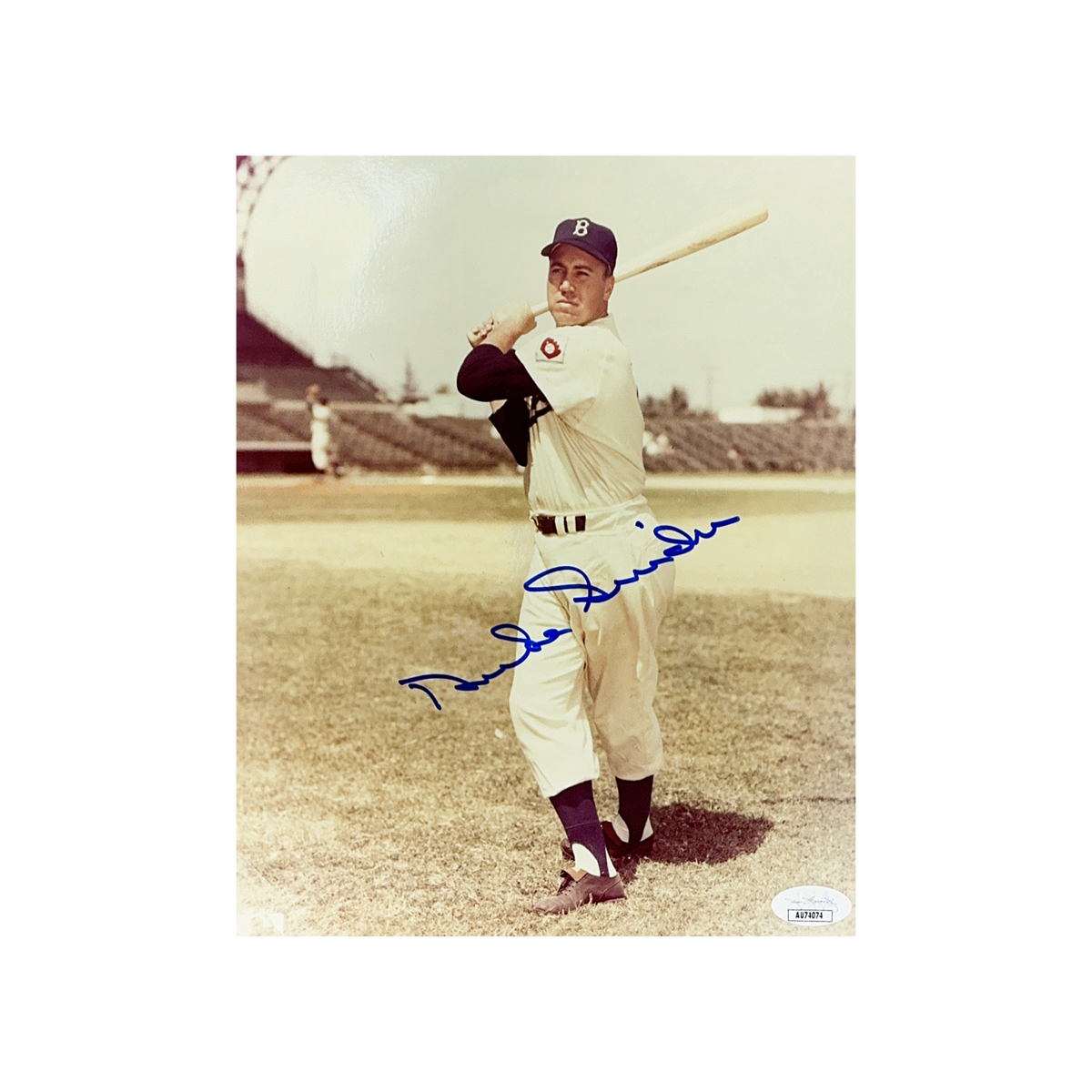 Duke Snider Autographed Brooklyn Dodgers Posed Swing 8x10 JSA product image 1, provided for visual reference and product