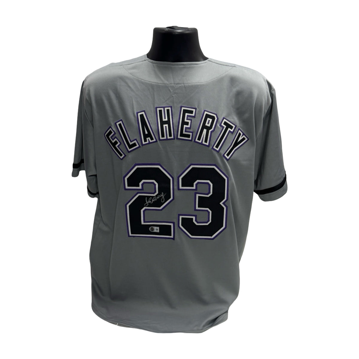 John Flaherty Autographed Tampa Bay Devil Rays Grey Jersey Beckett BAS product image 1, provided for visual reference and