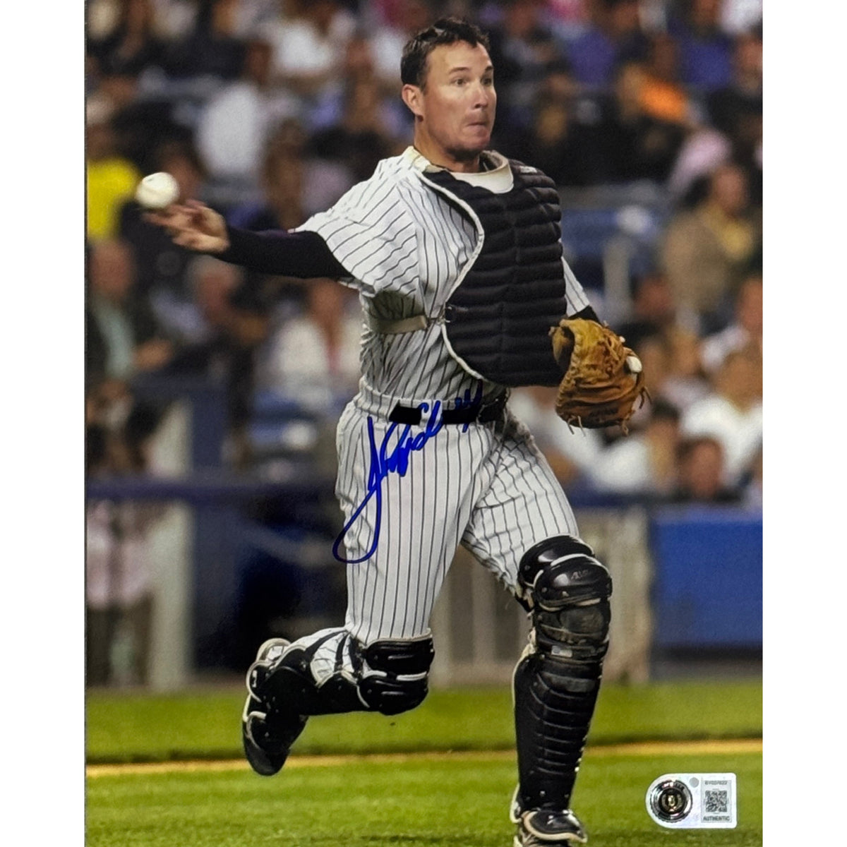John Flaherty Autographed New York Yankees 8x10 Throwing Beckett BAS product image 1, provided for visual reference and