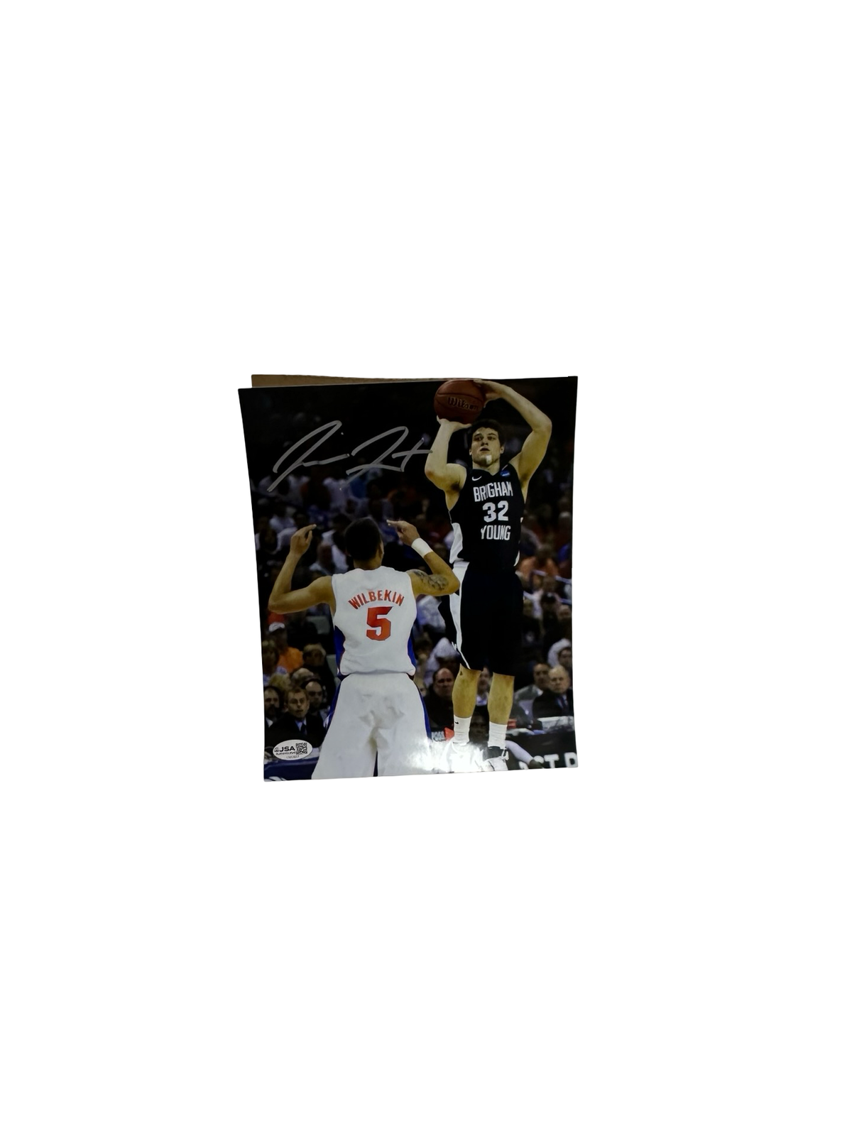 Jimmer Fredette Autographed BYU Cougars Navy 8x10 JSA product image 1, provided for visual reference and product detail