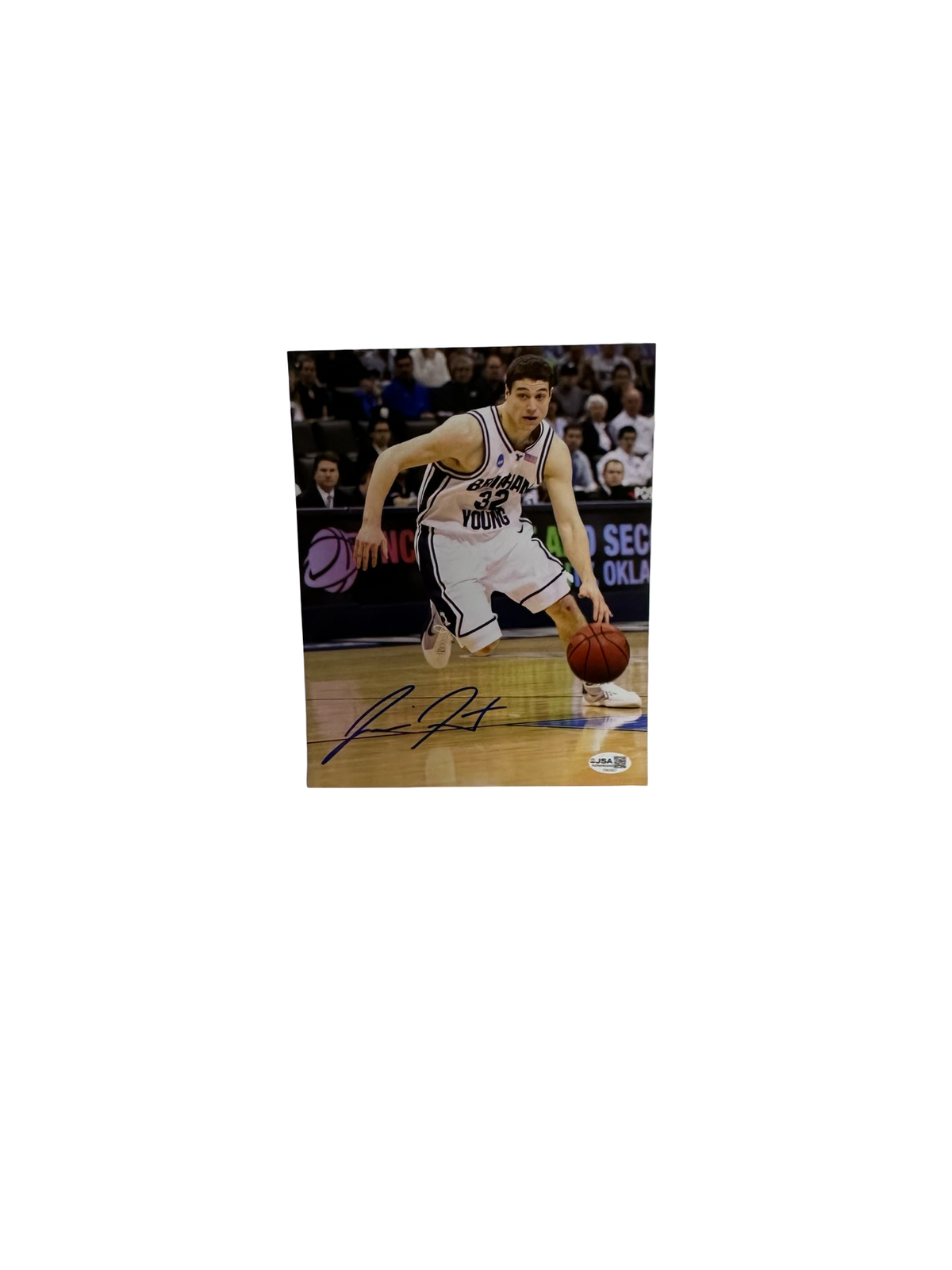 Jimmer Fredette Autographed BYU Cougars White Vertical 8x10 JSA product image 1, provided for visual reference and product