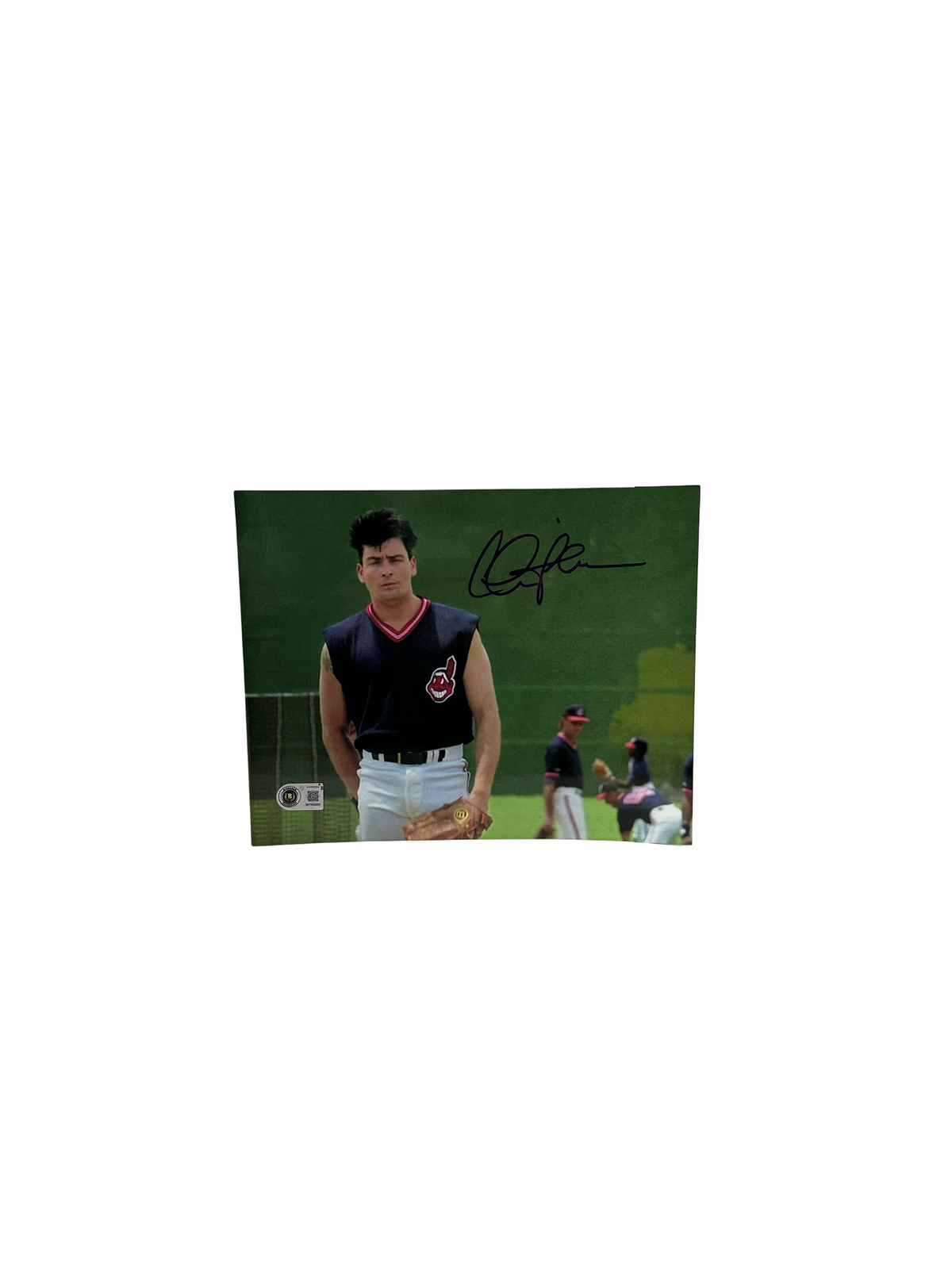 Charlie Sheen Major League Movie Navy Cutoff Photo 8x10 BAS product image 1, provided for visual reference and product