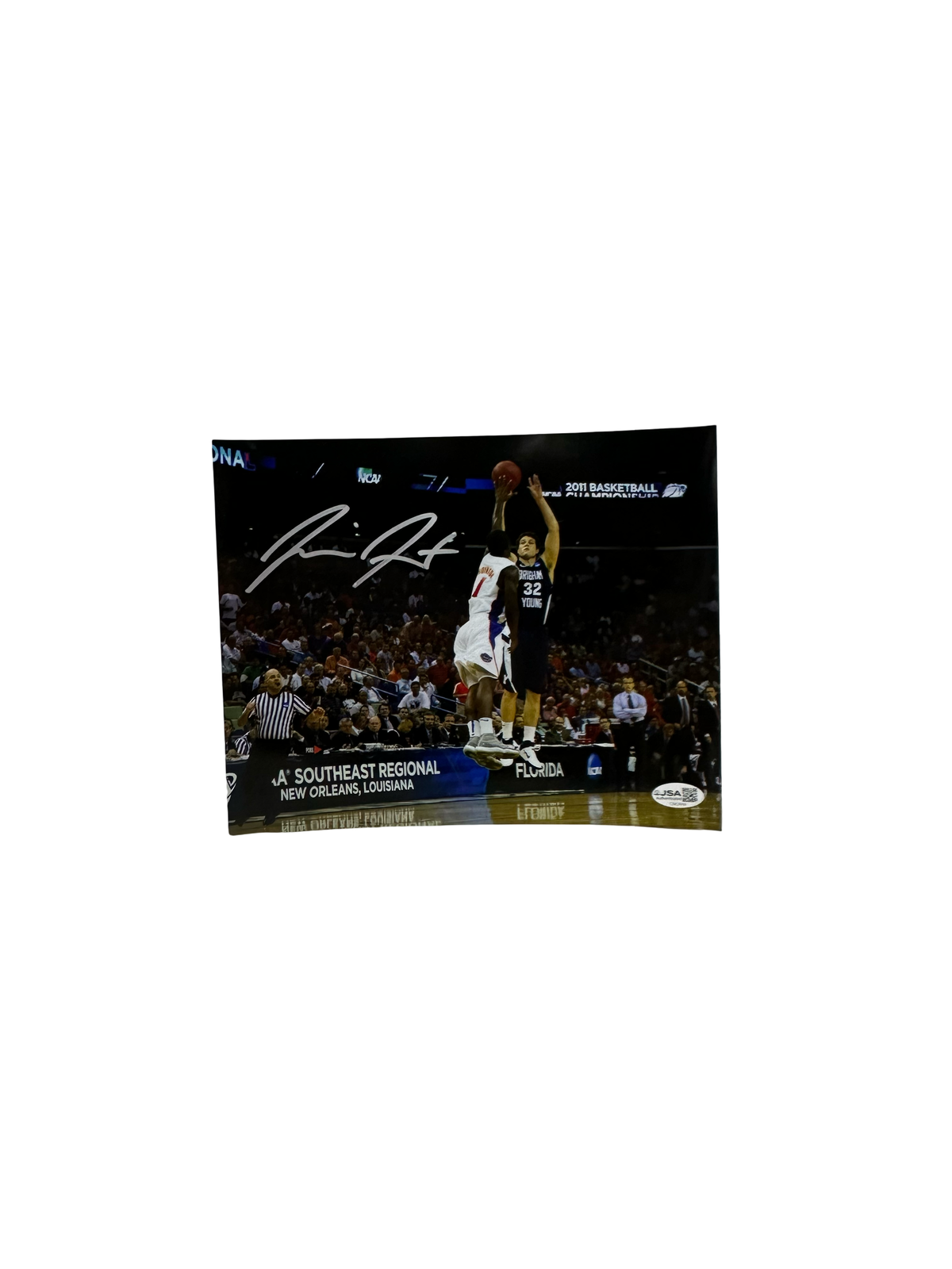 Jimmer Fredette Autographed BYU Cougars Navy Horizontal 8x10 JSA product image 1, provided for visual reference and product
