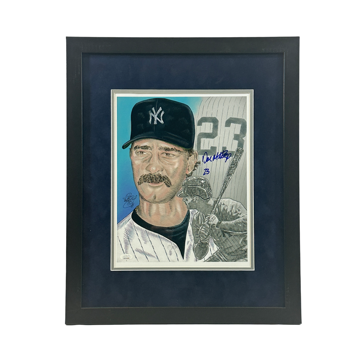 Don Mattingly Autographed New York Yankees Maz Adams Art Print 11x14 JSA - Framed product image 1, provided for visual