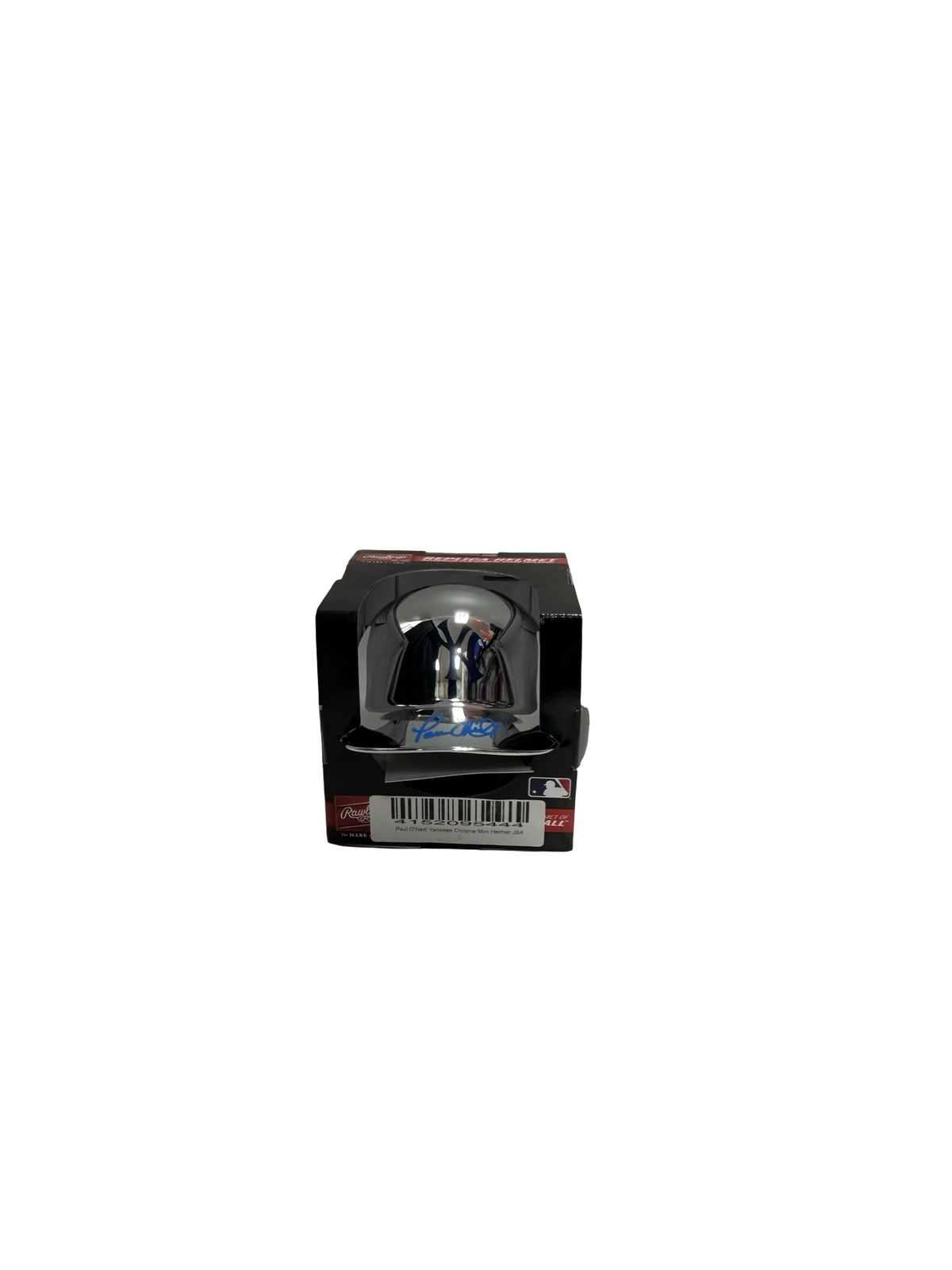 Paul O’Neill Autographed Chrome Mini Helmet JSA COA product image 1, provided for visual reference and product detail review