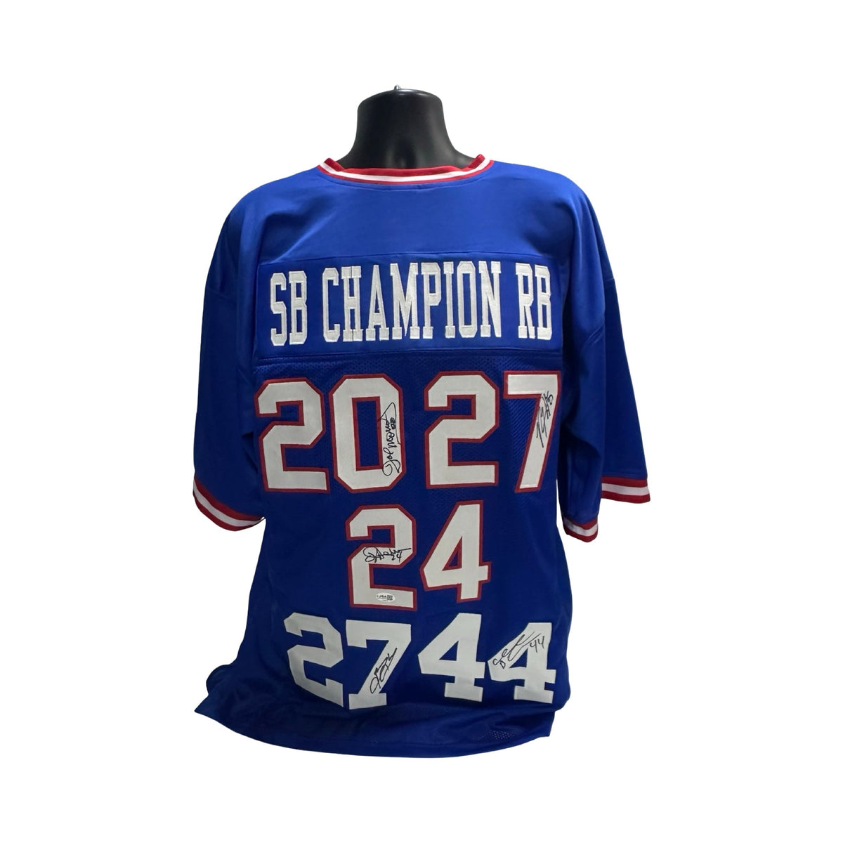 Brandon Jacobs Ahmad Bradshaw Blue New York Giants Autographed Jersey Signed JSA COA product image 1, provided for visual
