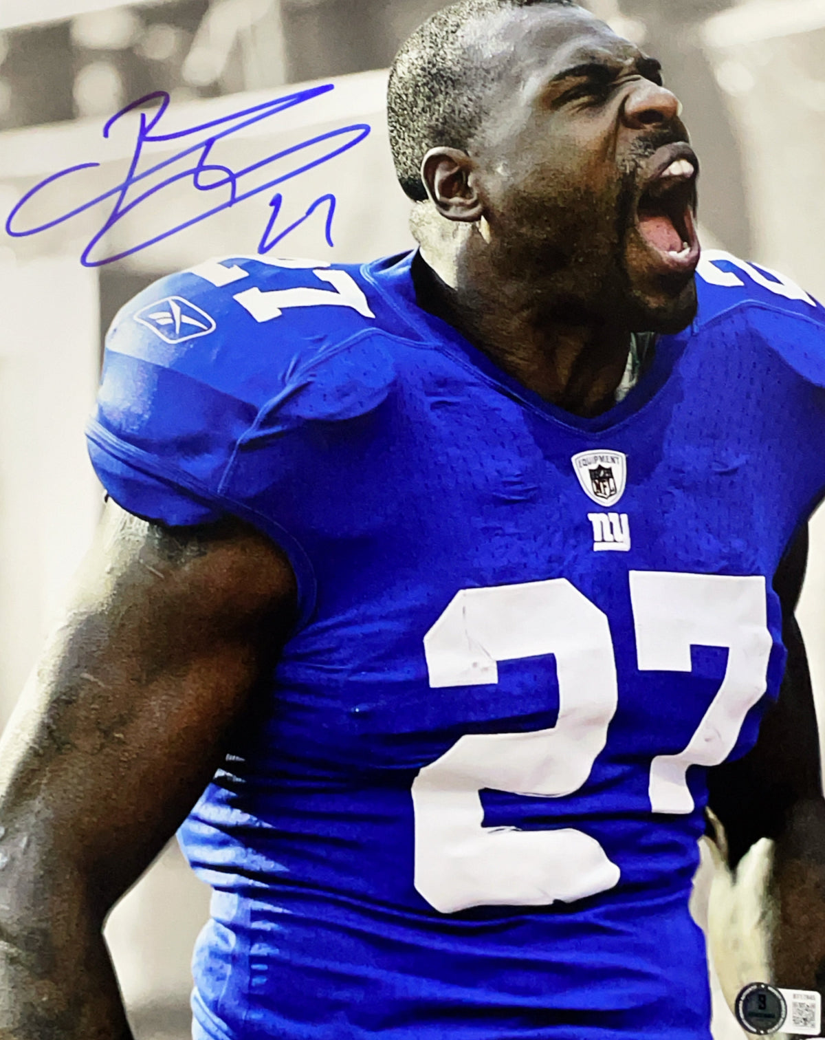 Brandon Jacobs Autographed New York Giants Scream 11x14 Photo Beckett BAS product image 1, provided for visual reference and
