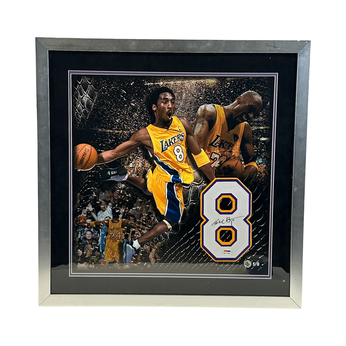 Kobe Bryant Autographed Los Angeles Lakers Signed #8 Jersey Number Photo Framed PSA product image 1, provided for visual