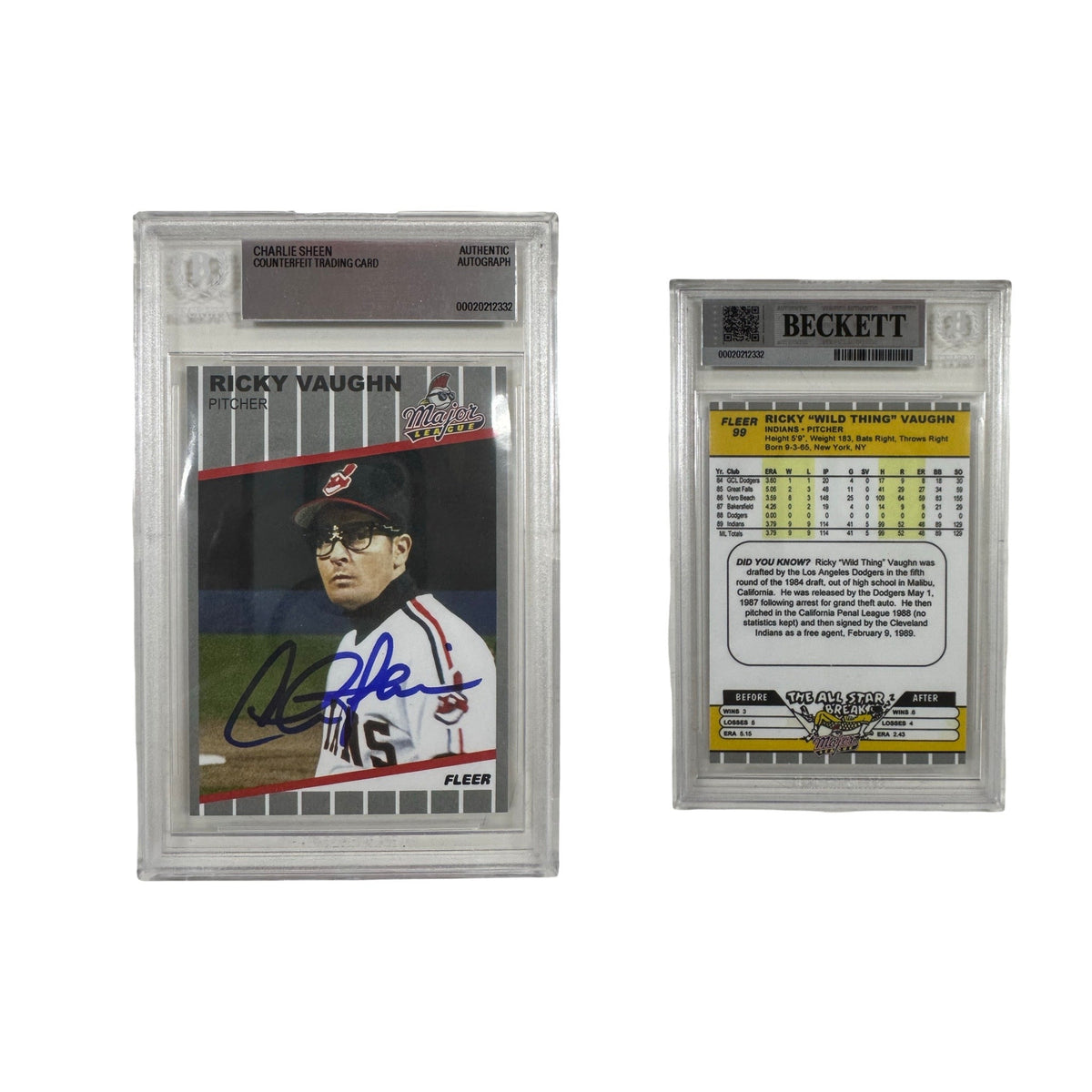 Charlie Sheen Autographed Trading Card Beckett Major League product image 1, provided for visual reference and product