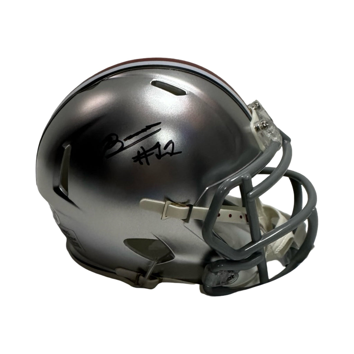 Brock Boyd Ohio State Buckeyes Grey Mini Helmet JSA COA product image 1, provided for visual reference and product detail