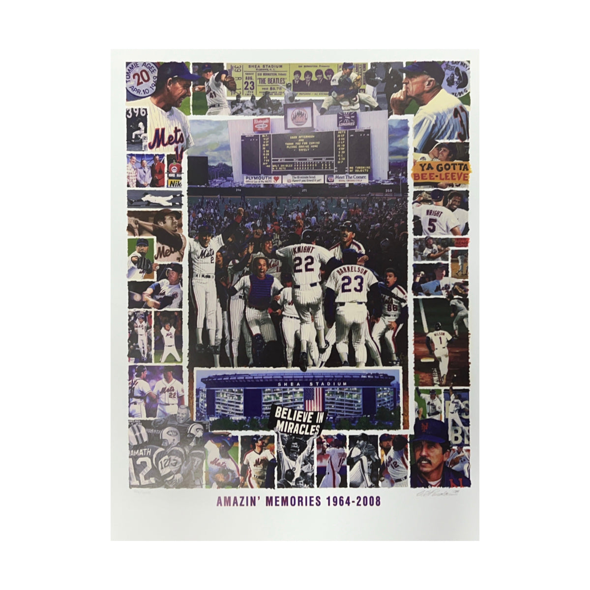 New York Mets Amazin’ Memories Lithograph/2008 Shea Stadium Poster 16x20 product image 1, provided for visual reference and