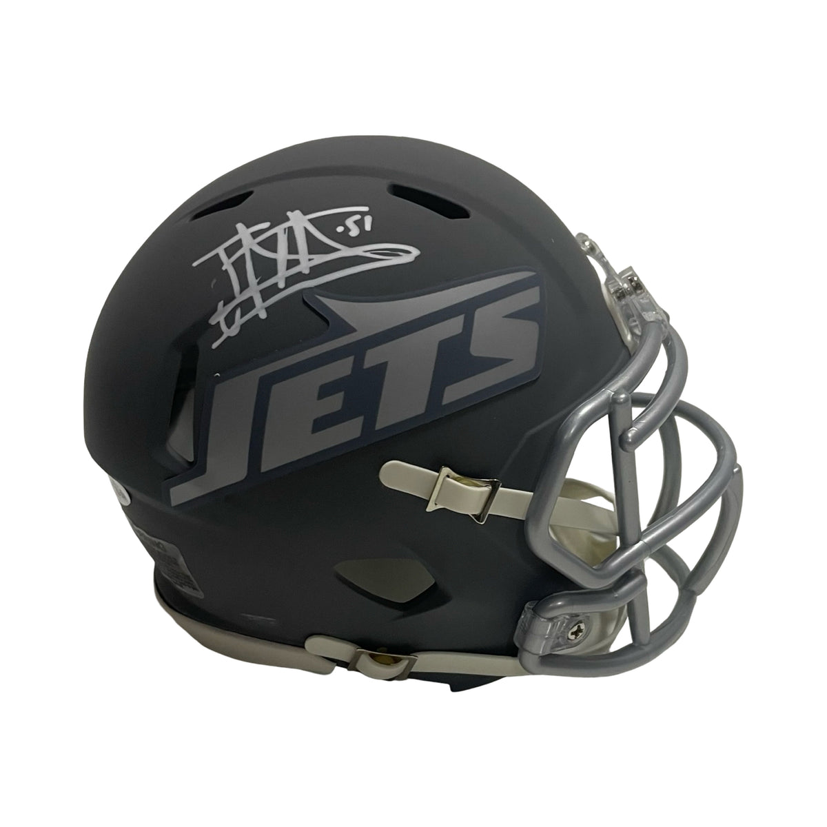 Jonathan Vilma Autographed New York Jets Mini Helmet Slate JSA product image 1, provided for visual reference and product