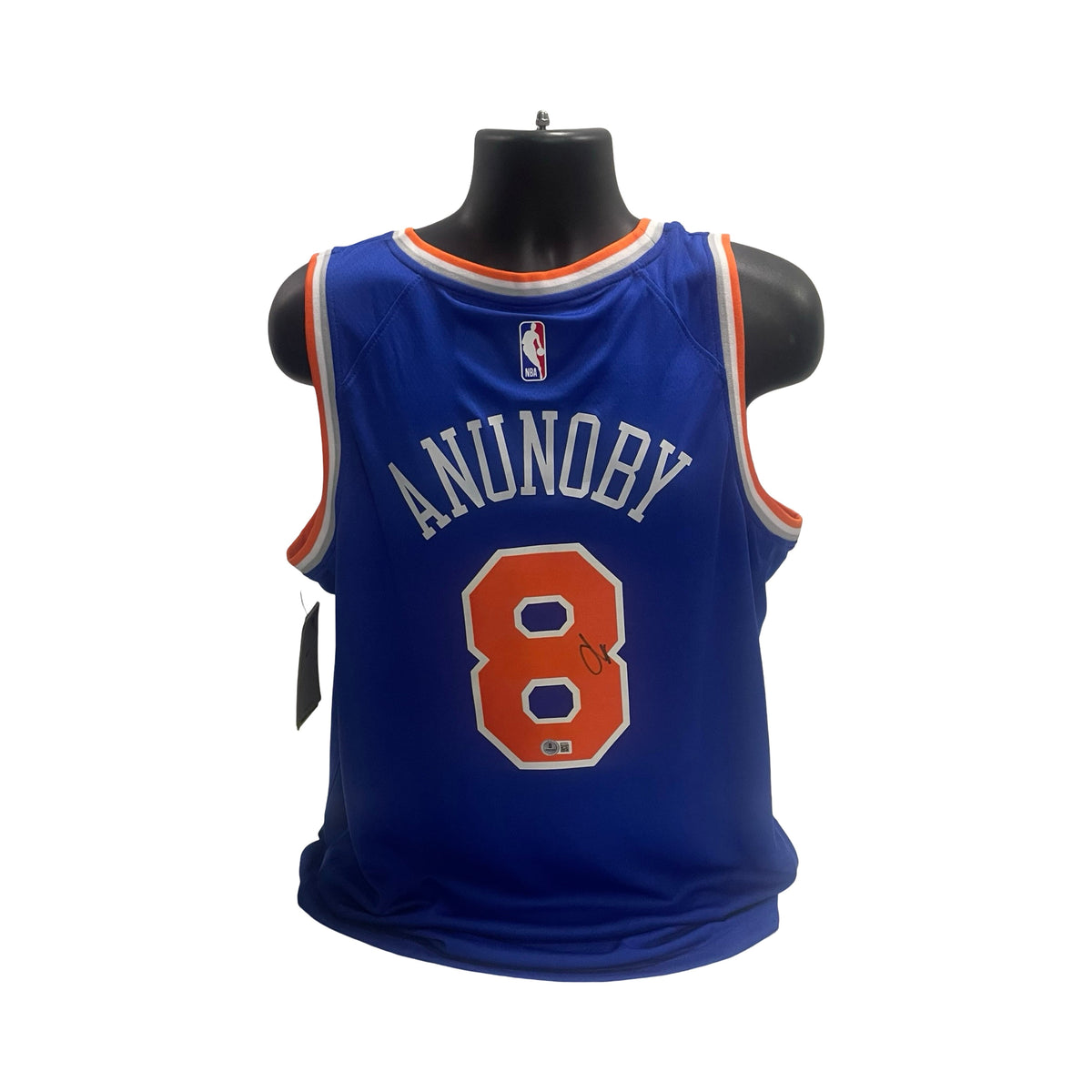 OG Anunoby Autographed New York Knicks Blue Jersey Beckett product image 1, provided for visual reference and product detail