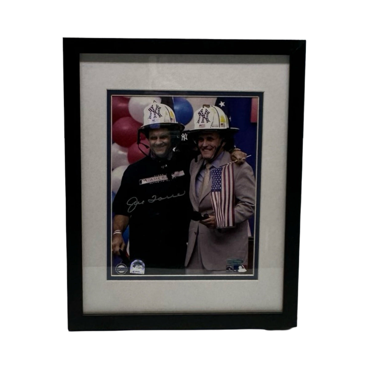 Joe Torre Autographed w/ Rudy Giuliani Framed 8x10 Photo Steiner CX product image 1, provided for visual reference and