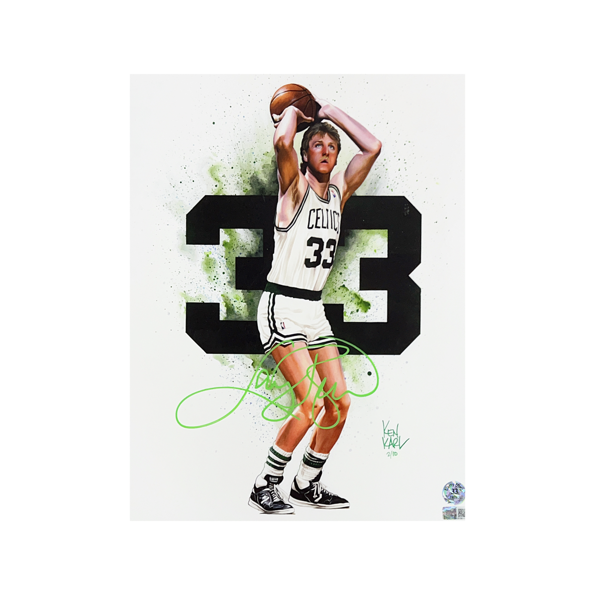 Larry Bird Autographed Boston Celtics 11x14 White Variant Ken Karl LE /10 Steiner CX product image 1, provided for visual