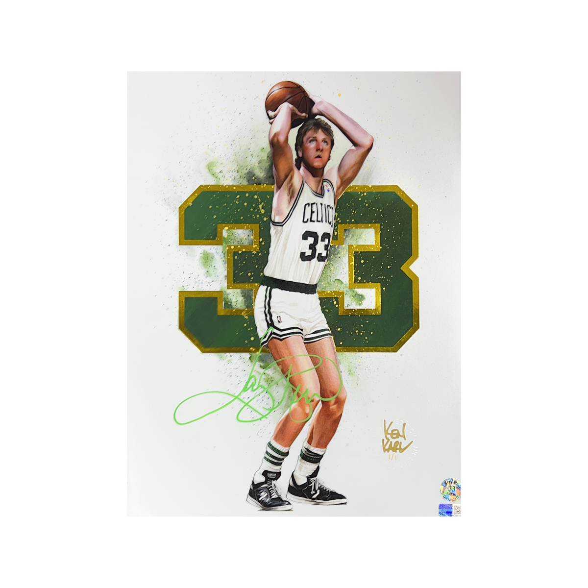 Larry Bird Autographed Boston Celtics 11x14 White Variant Ken Karl LE 1/1 Steiner CX product image 1, provided for visual
