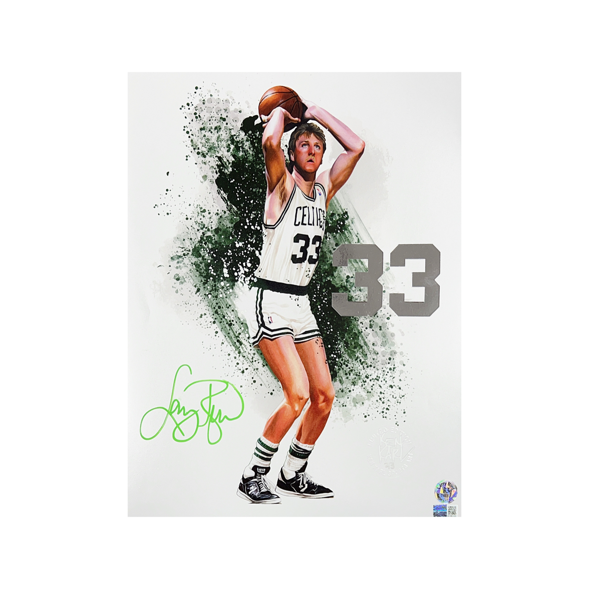 Larry Bird Autographed Boston Celtics 11x14 White Variant Silver Ken Karl LE /3 Steiner CX product image 1, provided for