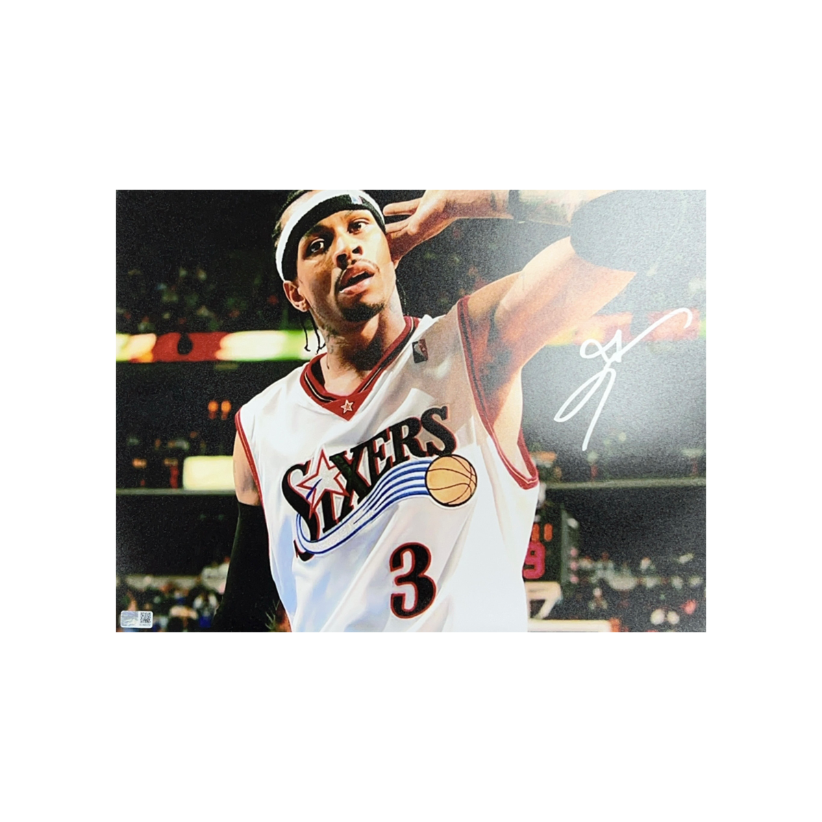 Allen Iverson Autographed Philadelphia 76ers Hand On Ear 11x14 Steiner CX product image 1, provided for visual reference and