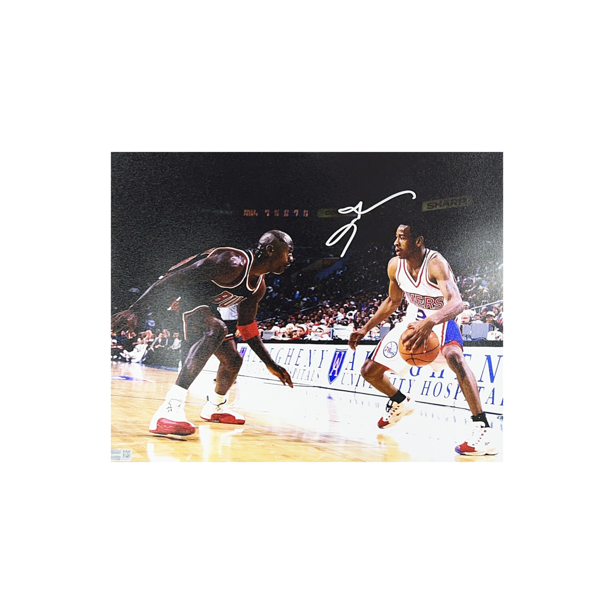 Allen Iverson Autographed Philadelphia 76ers vs Jordan 11x14 Steiner CX product image 1, provided for visual reference and