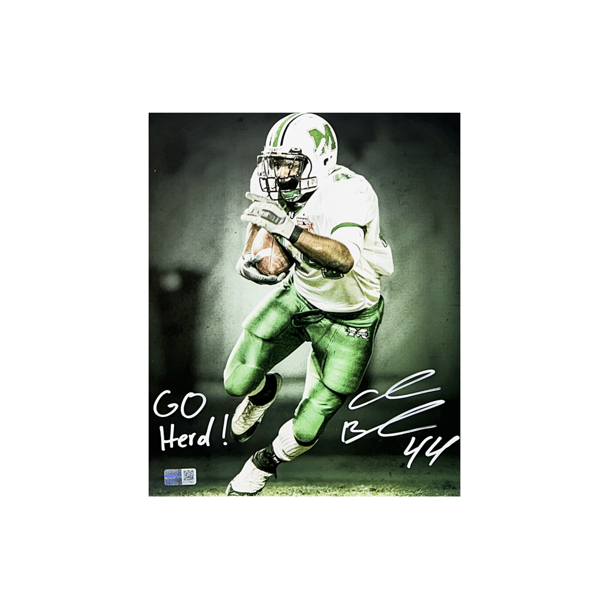 Ahmad Bradshaw Autographed Marshall Thundering Herd Edit 8x10 "Go Herd!" Inscription Steiner CX product image 1, provided